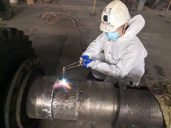 球磨机齿轮轴磨损现场修复